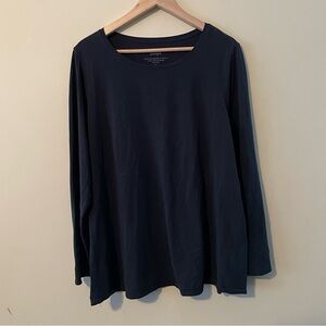 Pure Jill Black long sleeve stretch pima cotton tee